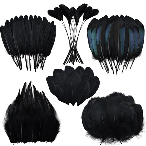 180 pcs black - black, feathers
