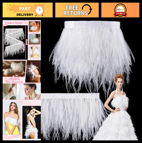 Yards white ostrich feather - 10,